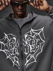 Mainfolk Men's Hooded Zip-Up Casual Daily Long Sleeve Sweatshirt, Spring - Dark Grey - View 6