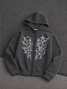 Mainfolk Men's Hooded Zip-Up Casual Daily Long Sleeve Sweatshirt, Spring - Dark Grey - View 2
