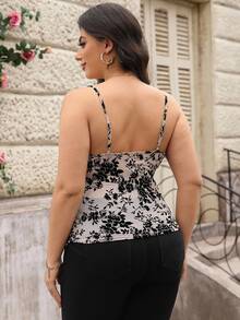 Reflora Plus Size Women Floral Print Ruffle Sleeveless Top Summer For Vacation Woman Rave Festival Casual Tops Spring Blouses Mother Day Mom Mother's Gift - Multicolor - View 2