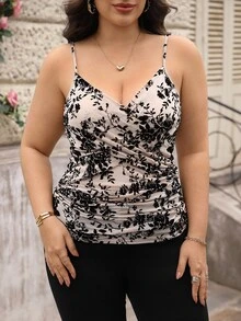 Reflora Plus Size Women Floral Print Ruffle Sleeveless Top Summer For Vacation Woman Rave Festival Casual Tops Spring Blouses Mother Day Mom Mother's Gift - Multicolor - View 8