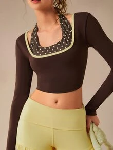 VARSIVA Women's Polka Dot Colorblock 2 In 1 Casual Daily Travel Sports T-Shirt - Multicolor - View 9