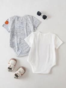 TOM & JERRY X SHEIN Baby Boy Cartoon Print Round Neck Short Sleeve Casual Romper - Multicolor - View 2