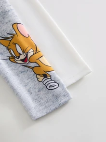 TOM & JERRY X SHEIN 2pcs Baby Boy Casual Everyday Commute Cute Cartoon Letter Graphic Long Sleeve Bodysuit, Spring/Autumn - Multicolor - View 4