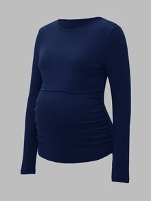 Modmama 3件裝哺乳用純色長袖上衣 秋季居家服 產後穿著 灰色白色 休閒寬鬆款 - 彩色 - 查看 5