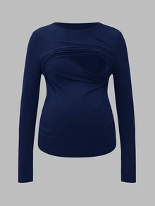 Modmama 3件裝哺乳用純色長袖上衣 秋季居家服 產後穿著 灰色白色 休閒寬鬆款 - 彩色 - 查看 6