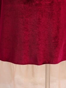 SHEIN Tween Girl Mesh Patchwork Faux Pearl Decor Dress - Red - View 5
