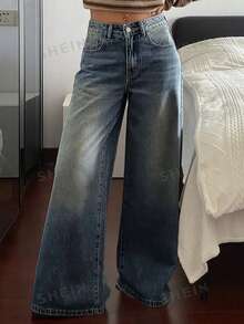 DAZY Women's Straight Leg Jeans With Star Pocket Decoration, Casual Street Style Y2k - Blue - View 4