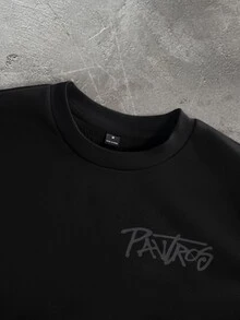Major Grit Men's Letter Print Crew Neck Long Sleeve Casual Pullover Sweatshirt, Goth - Black - View 4