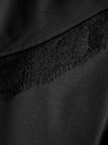 SHEIN MOD Black Lace Patchwork Slightly Wide Leg Trousers Night Autumn Elegant - Black - View 6