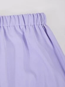 SHEIN 青少年女孩運動衫套裝，紫色，連帽衫 + 慢跑褲 2 件套，寬鬆版型，秋冬保暖，抓絨內裡，拉鍊設計，校園家庭可愛風 - 淡紫色 - 查看 7