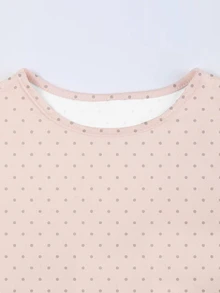 Sundraya 3pcs Polka Dot Print Crew Neck Long Sleeve T-Shirt Set For Women, Comfortable Soft Elastic Slim Fit Flattering Daily Commute Base Layer - White - View 6