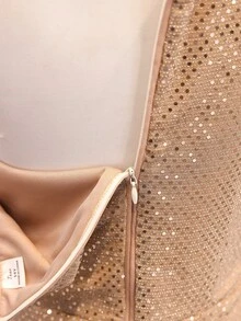 Teen Girl Elegant Sophisticated Chic Luxury Evening One-Shoulder Halter Neck Slim Fit Waist Long Dress - Champagne - View 2