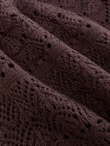 Elamini 女款百搭鄉村風波希米亞細緻刺繡花卉植物圖案蝴蝶結針織上衣 度假棕色花卉夏季野餐款 - 咖啡棕 - 查看 7