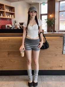 Comfortcana Women Casual Summer Knit Pants In Fall/Winter - Grey - View 2