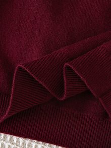 SHEIN 少女針織圓領撞色蝴蝶結休閒毛衣與裙子兩件套 - 彩色 - 查看 7
