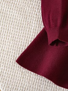 SHEIN 少女針織圓領撞色蝴蝶結休閒毛衣與裙子兩件套 - 彩色 - 查看 6