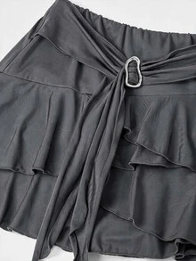 Coolane 女款秋冬外出休閒返校街頭風日常度假節慶穿搭灰色吊帶迷你裙/運動裙 - 深灰色 - 查看 7