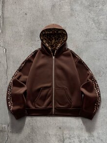 AXEPEAK Men's Loose Comfortable Warm Casual Vacation College Outdoor Fashion Patchwork Sweatshirt Hoodie Sweatshirt - Brown - View 6