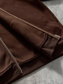 AXEPEAK Men's Loose Comfortable Warm Casual Vacation College Outdoor Fashion Patchwork Sweatshirt Hoodie Sweatshirt - Brown - View 5