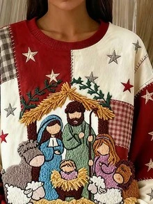 Selamara Women's Christmas Pattern Knit Top (Suitable For New Year), Autumn/Winter Knit Pullover - Multicolor - View 4