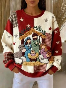 Selamara Women's Christmas Pattern Knit Top (Suitable For New Year), Autumn/Winter Knit Pullover - Multicolor - View 3