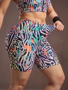 Powerista Women's Plus Size Zebra Print Sports Shorts - Pink - View 5