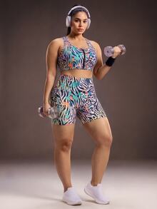 Powerista Women's Plus Size Zebra Print Sports Shorts - Pink - View 6