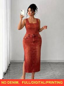 SHEIN LUNE CURVE Plus Size Women's Fashion Elegant Sexy Tropical Floral ...