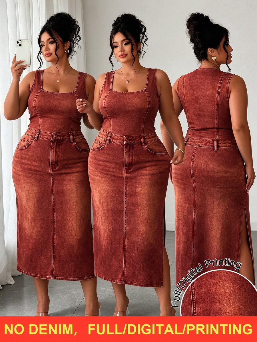 SHEIN LUNE CURVE Plus Size Women's Fashion Elegant Sexy Tropical Floral ...