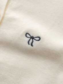 White Knitwear Cardigan,Embroidered Bow Details Round Neck,Cute Warm Soft Style For Autumn Winter School Girl Back-To-School Party Daily Wear Fall - Apricot - View 5