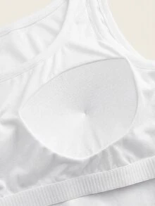 Slaydiva Casual Baggy Minimalist White Plus Size Padded Tank Top Summer Formal Vacation - White - View 3