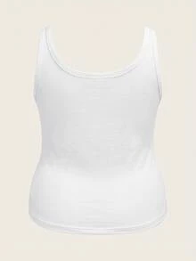 Slaydiva Casual Baggy Minimalist White Plus Size Padded Tank Top Summer Formal Vacation - White - View 5