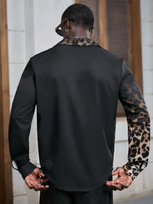 Mainfolk Men's Leopard Print Button Front Long Sleeve Casual Shirt, For Fall, Vacation, Father's Day Gifts - Multicolor - View 7