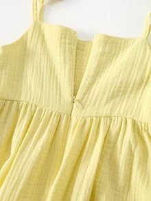 Maija Kids Maija Kids Gaun Anak Perempuan Tenun Warna Polos dengan Tali Ruffle, Anak Perempuan Muda - Kuning - View 6