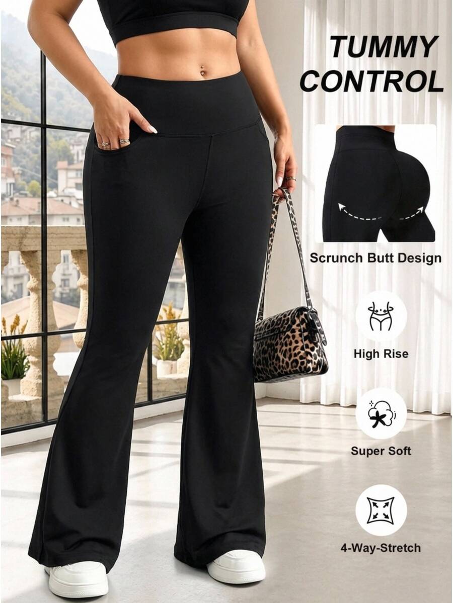 Easithlete Easithlete Women's Plus Size 2026 New Comfortable Pocket Flared Leg Sports Pants - Multicolor - View 1