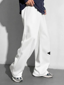 Maija Kids Maija Kids Teen Boy 1pc Casual Sports Street Comfortable Versatile Super Cost-Effective Loose Fit Side Printed Star Pattern Casual Straight Loose Sweatpants , Back To School , Fall Autumn/Winter - White - View 3
