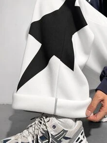 Maija Kids Maija Kids Teen Boy 1pc Casual Sports Street Comfortable Versatile Super Cost-Effective Loose Fit Side Printed Star Pattern Casual Straight Loose Sweatpants , Back To School , Fall Autumn/Winter - White - View 4