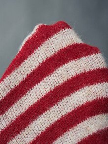 Bohemela White And Brown Pattern Drawstring Waist Knit Pants Everyday Home Holiday Autumn Grunge Casual Everyday Night Out Everyday - Red and White - View 8