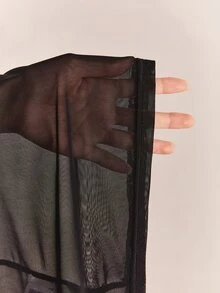 CovetEZ Plus-Size Women's Black Sexy See-Through Lace Top, Suitable For Layering Or Wearing Alone. - Black - View 10