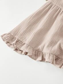 Maija Kids Maija Kids Young Girl Young Girl Woven Solid Color Spaghetti Strap Tank Dress - Apricot - View 5