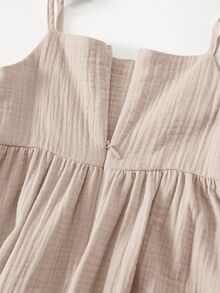 Maija Kids Maija Kids Young Girl Young Girl Woven Solid Color Spaghetti Strap Tank Dress - Apricot - View 6