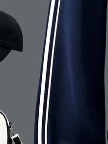 Tween Girls Fall Bow Print Off-Shoulder T-Shirt & Striped Wide Leg Pants Set, Back To School Casual Autumn Outfit - Multicolor - View 3