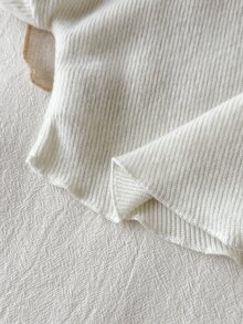 SHEIN 2件組幼女針織上衣＋喇叭褲，甜美優雅白色粉色蝴蝶結緞帶、荷葉邊喇叭袖高領休閒款，秋季假期時尚白色上衣 - 粉色 - 查看 7