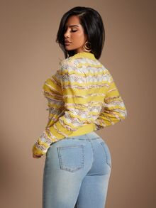 Radiana Women Multicolor Long Sleeve Knitwear Regular Length Basic Top Sweater - Multicolor - View 5