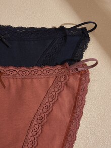 Lullawish Celana Dalam Segitiga Wanita Warna Polos Nyaman dengan Hiasan Pita Renda - MultiWarna - View 3