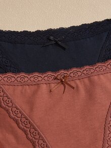 Lullawish Celana Dalam Segitiga Wanita Warna Polos Nyaman dengan Hiasan Pita Renda - MultiWarna - View 4