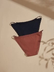 Lullawish Celana Dalam Segitiga Wanita Warna Polos Nyaman dengan Hiasan Pita Renda - MultiWarna - View 2