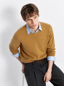 RONVEXI Men's Streetwear Colorblock Fashion Ribbed Long Sleeve Sweater Y2k Couple Matching Outfit Fall - Green - View 1