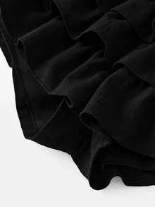 Tween Girls Plain Color Casual Fashion Skirt-Shorts - Black - View 5
