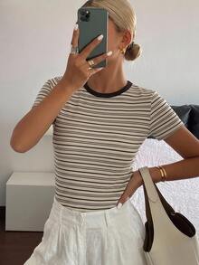 DAZY Women's Summer Striped Printed Casual Short Sleeve T-Shirt Cute Tops - Multicolor - View 10